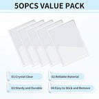 zandfelo 50 Pack 4'' x 6'' Clear Adhesive Index Card Pockets, PVC Labels Holders for Storage Bins and Library Card, Ideal Card Holder with Top Open for Loading and Protecting Your Cards