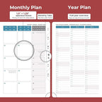 IN-luxpro Daily Planner 2026 with One Page Per Day,(A5-8.5" x 5.9"),12 Months Calendar Hourly Appointment Book Monthly Tabs & Self-adhesive Pen Holder,Inner Pocket, Vegan Leather Hardback,Red