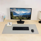 Wolaile PU Leather Desk Pad Blotter,Light Grey Waterproof Office Desktop Mat,36x17in Non-Slip Large Mouse Pad/Writing Protector/Desk Accessories