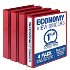 Samsill 1.5 Inch 3 Ring Binders, Made in USA, Economy Round Ring, Clear View Cover, 325 Sheet Capacity - for School, Home, Office - Red, 4 Pack