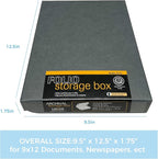 Lineco, 9x12 Gray Clamshell Archival Folio Storage Box, 1.75 Depth, Acid-Free, with Metal Edge, Preserves Picture Longevity, Store Photos Documents