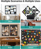 Large Cork Boards for Walls, 47"x35" Bulletin Board, 12-Pack Felt Wall Tiles with 60 Adhesive Tabs, Cork Boards for Office Decor, Felt Board Alternative Pin Board