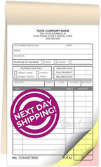 Custom 4.25" x 7" Carbonless NCR Books in 3-Part Triplicate Invoices, Receipts, Work Orders, Sales Orders, Purchase Orders, Estimates, Quote Forms with Your Company/Business Name (132 Sets)
