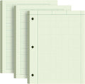 Engineering Paper 8.5 x 11, 3 Pack Engineering Notebook, 5x5 Quad Ruled, 3-Hole Punched Graph Paper, Top Binding Green Engineering Computation Pad 8.5 x 11, 100 Sheets/Pad Engineering Paper Notebook