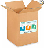 Small Moving & Shipping Boxes 8x8x12 inches (10-Pack) - Extra Strength 200 lb vs Regular - Corrugated Packing Boxes for USPS/FEDEX - Packing Box Small - Box Cardboard by IDL Packaging