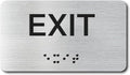 Exit Signs with Raised Text & Grade 2 Braille, Brushed Aluminum/Silver Finish Easy Install with Double-Sided Tape, ADA Compliant Exit Signs for Businesses & Offices