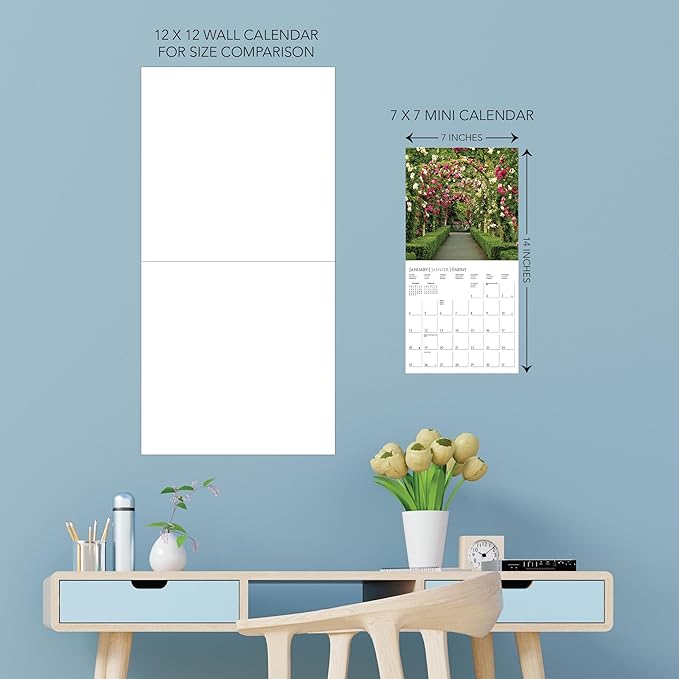 Graphique 2026 In the Garden Mini Wall Calendar | 7” x 7” | Thick Paper | Home & Office Organizer | Large Monthly Grid | 3 Languages & Marked Holidays | 4 Month Preview Page for 2027
