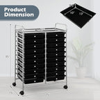 Happygrill 20-Drawer Organizer Cart Tools, Mobile Utility Storage Cart with Removable Drawers & Lockable Wheels, Rolling Storage Cart with wheels for Home Office School (Black)