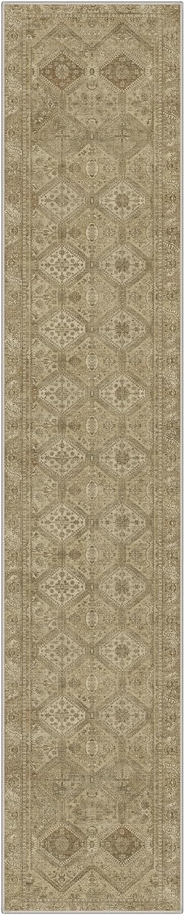 GENIMO Runner Rug 2x10 Non Slip Machine Washable Hallway Runner Rug, Low Pile Lightweight Rugs for Entryway, Hallway, Kitchen and Corridor, Tan Brown