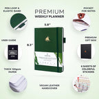 Clever Fox Planner Premium Edition – Undated Luxurious Weekly & Monthly Planner to Increase Productivity and Hit Your Goals – Organizer – Start Anytime, A5, Lasts 1 Year, Forest Green (Weekly)