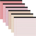 Lincia 6 Pcs 11" x 9.5" Legal Pads College Ruled Notepad Landscape Notebook Horizontal Lined Notebook 80 Gsm Assorted Colors Paper Pastel Writing Pads for School Office, 40 Sheet (Soft Color)