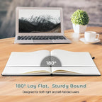 College Ruled Notebook, A4 Hardcover Leather Notebook for Work, Lined Notebook Journal for Women Men, 192 Thick Paper, Lay Flat Large Notebook with Pockets, Professional Business Notebook, Light Green