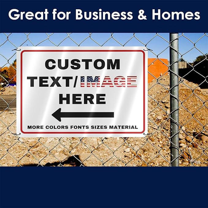 Custom Sign Outdoor Metal Large, Left or Right Arrow, 20''x15'' Glow in the Dark/Reflective Option, Personalized Address Plaque, Customize for Business Logo, Office, Home, Yard