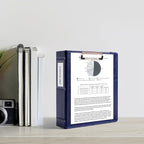 Ospelelf 2 Inch Mini Binder 3 Ring, Vintage Leather Clipboard Binders Dividers with Tabs 5.5" x 8.5", Professional Binder Organizer, Navyblue