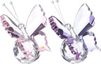 PATIKIL 2 Pcs Butterfly Crystal Paperweight, 75mm / 3 Inch Crystal Paperweight Paper Weight for Home Office Desktop Table Decor Wedding Party Jewelry Ornaments, Pink/Purple