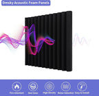 24 Pack Acoustic Panels, 1" X 12" X 12" Acoustic Foam Panels, Sound Proof Foam Panels, Self-Adhesive Soundproof Wall Panels ,Fire-Proofed Soundproofing Wedges,Acoustic Treatment Foams for Home-Black
