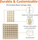 Amazon Basics 6 Cube Wire Grid Stackable Storage Shelves, 12.6 x 26 x 38 inches, White