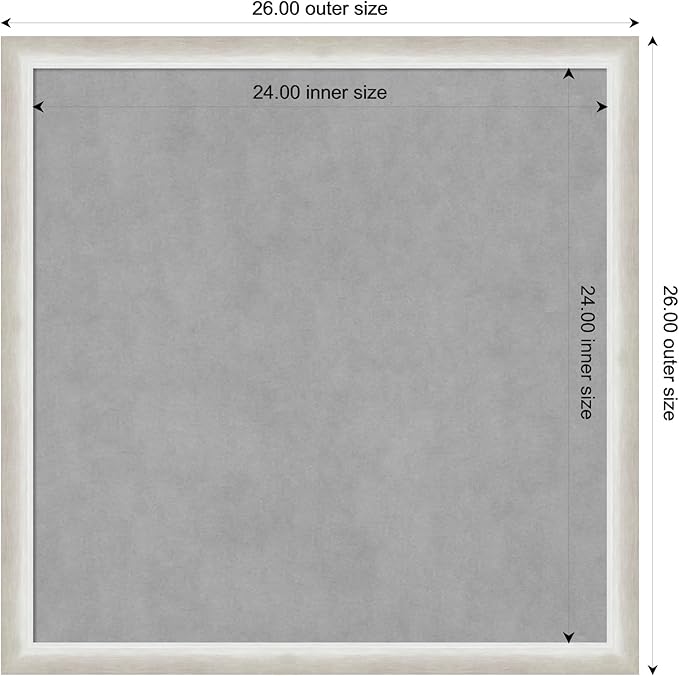 Amanti Art Silver Framed Magnetic Board 26x26 Medium Vision Board for use with Magnets, 100% Metal Sheet to Display Items as Office Decor or for Home Organization in mudroom, Kitchen or Kids Room
