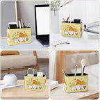 Famame Cute Sunflower Bee Gnomes Pencil Holder for Desk, Leather Desktop Container Pen Cup Storage Study Table Pen Organizer Makeup Brushes Holder for Office Home