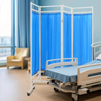 Medical Privacy Screens, Waterproof Nylon Fabric, 78.7 * 70.9 in Foldable Rolling Medical Privacy Screen with Silent Wheels, Suit for Hospitals, Clinics, and Nursing Homes (Blue, 4 Panels)