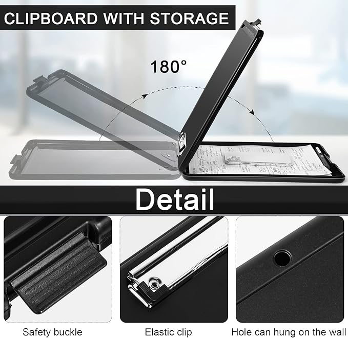 Mimorou 15 Pcs Clipboard with Storage,9.5 x 13.5 Inch Plastic Heavy Duty Foldable Clip Board with Pen Holder Low Profile Clipboard for Nurse Teacher Classroom Office Back to School Supplies