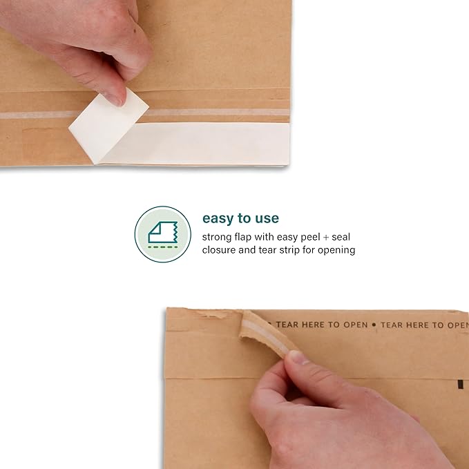 Elementree Large Recyclable Kraft Paper Padded Mailers 12" x 15" (Size #5) - 100 Brown Padded Mailing Envelopes - Flexible Padded Envelope Inner Eco-Cushioning - Made in the USA (01919)