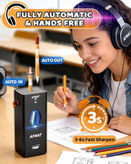 AFMAT Electric Pencil Sharpener, Fully Automatic Pencil Sharpener for 6-12mm No.2/Jumbo Pencils, Auto in & Out, 5 Sharpness Modes, Rechargeable Heavy Duty Sharpeners for Classroom/Home/Office PSC7
