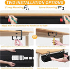 SUREUP9 No Drill Under Desk Cable Management Tray, 36" Cord Organizer with Clamp, Fabric Cable Management for Standing Desks, Ideal for Home & Office - Black