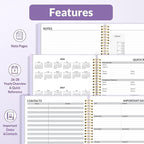 SUNEE 2026 Weekly and Monthly Planner - from January 2026 - December 2026, Daily Agenda Planner with Monthly Tab, Flexible Cover, Note Pages, Pockets, Bookmark, Spiral Binding, Purple, 8.5"x11"