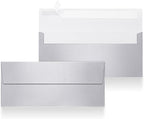 YooNotee 100 Count #10 Silver Metallic Business Envelopes, 80 lb, 4 1/8" x 9 1/2" Metallic Business Letter Size Envelopes, Peel & Press Square Flap, Printable for Professional Mailing and Office Use