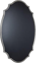 Kate and Laurel Leanna Decorative Scalloped Metal Chalkboard; 24 x 36; Silver; Framed Rounded Oval Vintage Chalkboard for Unique Display; Organization; and Decor