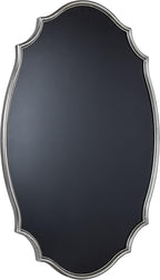 Kate and Laurel Leanna Decorative Scalloped Metal Chalkboard; 24 x 36; Silver; Framed Rounded Oval Vintage Chalkboard for Unique Display; Organization; and Decor