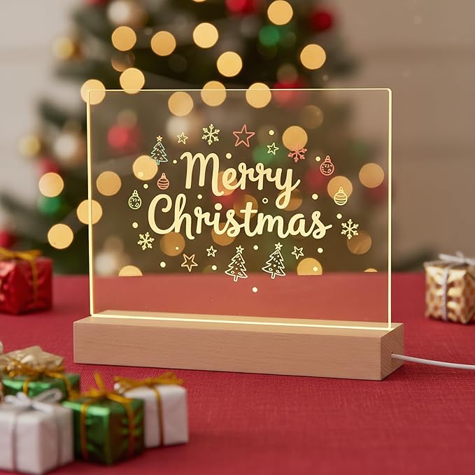 FRELWIM 13 x 9 Inch LED Drawing Writing Lumi Board with Colors, Clear Acrylic Light Up Desk Table Dry Erase Message Memo Note Board with Stand (Colorful, Large)