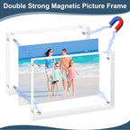 XINANDE 5x7 Acrylic Picture Frames 1 Pack, 10+10MM Premium Acrylic Photo Frame Magnetic Picture Frames Clear Double Holder-Sided, Free Standing Desktop Display, Best Gift for Family, Baby, Friend