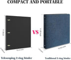 INFUN Telescoping 3 Ring Binder, Portable Plastic Binder with Telescoping Spine, 0.75 inch Rings， Foldable Front Cover Holds 8.5" x 11" Paper for School,Office and Homes-Black