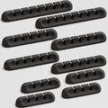 Apromisith USB Cable Organizer Clips Cord Holder,10 Packs (3-5-7-Slots) Black Self Adhesive Desk Cord Cable Management