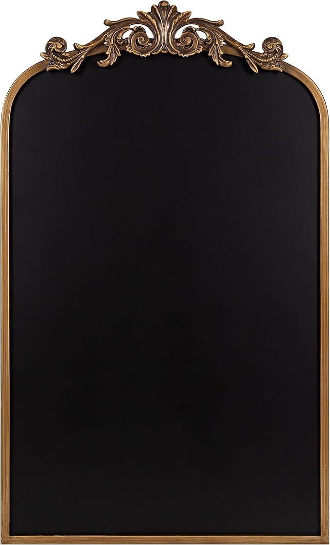 Kate and Laurel Arendahl Arch Chalkboard; Gold; 19 x 31; Framed Arched Ornate Vintage Magnetic Chalkboard for Unique Display; Decoration; and Organization