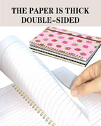 DHGPTS Spiral Journal Notebook, A5 Cute Notebooks for Women Men, College Ruled Hardcover Notebook for Work & Note Taking, 60 Pages Double-Wire Journals for Writing, Cute Strawberry