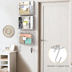 YBING Wall File Organizer White 6 Pack Mesh Hanging File Holder Organizer Metal Wire Mail Organizer Wall Mounted Office Papers Holder Hanging File Folders With Hooks
