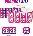 1000pcs 2026 Year Stickers, 3/4x1-1/2 Inch 26 Year Colored Self-Adhesive Stickers File Folder Labels Decals for Tab File Folders Office Supplies (Rose Red and Gradient)