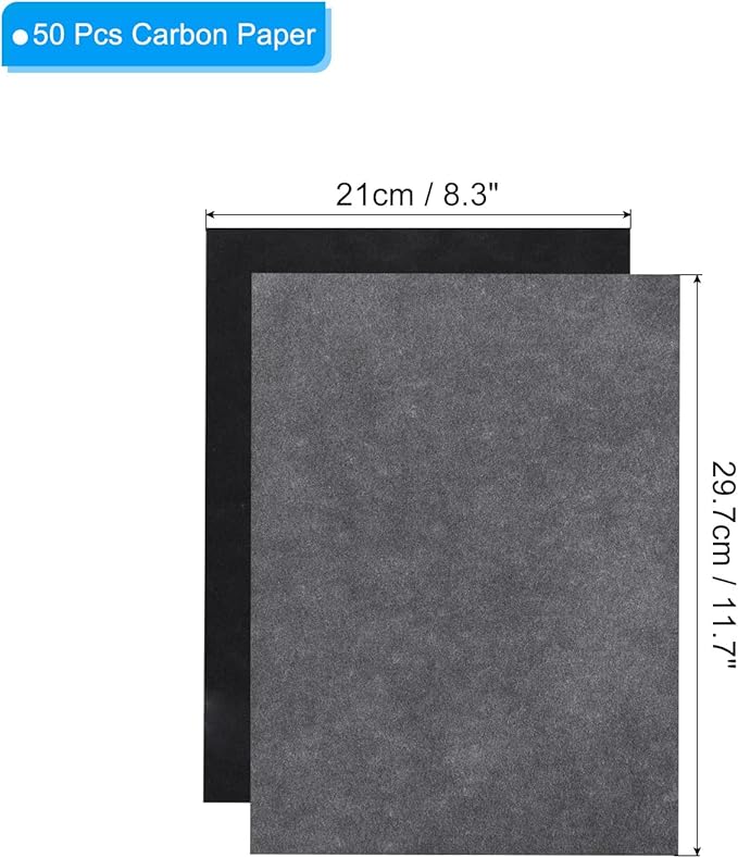 PATIKIL Carbon Paper, 50 Sheet A4 Graphite Transfer Tracing Copy Paper for Tracing Drawing Writing on Wooden Canvas Paper 8.3" x 11.7" Black