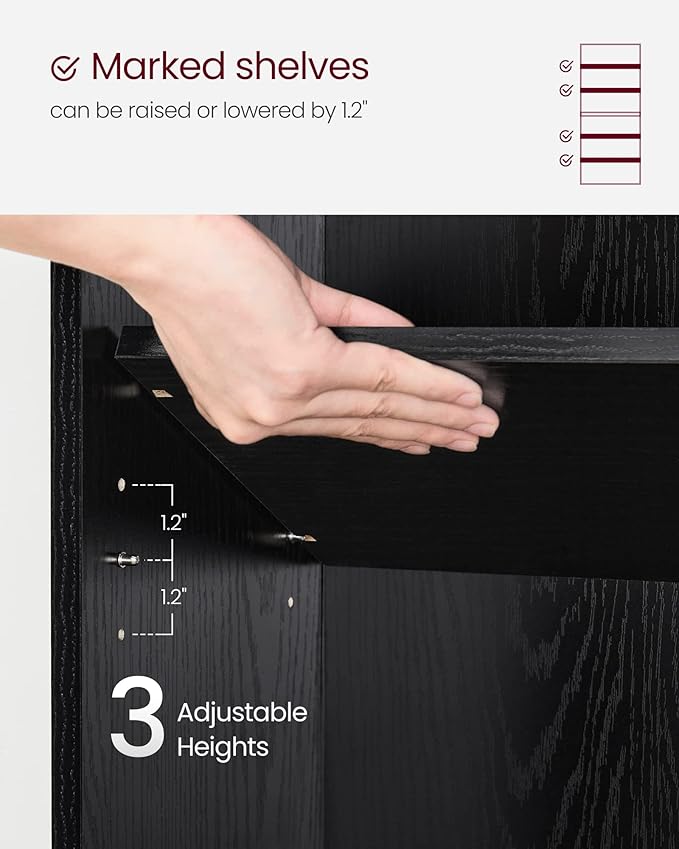 VASAGLE Set of 2 Bookshelves, 23.6 Inches Wide, 6-Tier Open Bookcases with Adjustable Storage Shelves, Floor Standing Units, Ebony Black ULBC166T56-2
