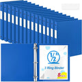 Henoyso 8 Pcs 3 Ring Binder 0.5 Inch Round Fits Letter Size 8.5'' x 11'' Paper Plastic Flexible Binder Bulk Holds 140 Sheets with 1 Pockets Versatile Organizer for Home Office School (Blue)