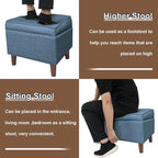 FAGAGA Storage Ottomans with Adjustable Cover, BOGO, Soft Step Stool, Footrest and Seat, Ottoman Foot Rest Set for Living Room, Bedroom, Dorm, Blue