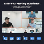 COOLPO Camera 360, 4K Video Conference Room Camera System, Webcam, AI Driven Speaker Tracking, Noise Cancellation, Works with Zoom, Google Meet, Teams and More, 15 ft Mic Pickup, PANA 5ft USB Cable