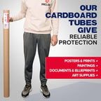 Paclord 3" x 48" Heavy-Duty Reinforced Cardboard Mailing Tube, Pack of 6 Tubes with 12 Caps – Secure USPS Approved – Great for Shipping and Storing of Prints, Artwork, Posters or Documents