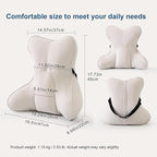 Ailuteie Lumbar Support Pillow(Pat. Pend) – Multi-Functional Ergonomic Back Cushion for Sofa Chair, Car Seat & Sofa, Reading Pillow with Firm Multi-Zone Support to Relieve Lower Back Pain, Misty White
