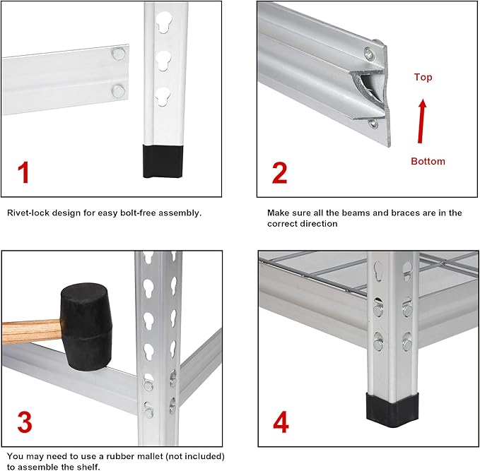 Amazon Basics 5 Shelf, High-Grade Aluminum, Silver, 60 x 24 x 78 Inch | Heavy Duty, 4000IBS, Adjustable, Storage, Shelving Unit
