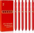 UIXJODO Red Pens, 6 Pcs Red Ink Pens Fine Point Smooth Writing Pens, 0.5mm Colored Ink Gel Pens for Journaling Note Taking, School Supplies Gifts for Women (6 Pcs Gold Red - Red Ink)