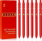 UIXJODO Red Pens, 6 Pcs Red Ink Pens Fine Point Smooth Writing Pens, 0.5mm Colored Ink Gel Pens for Journaling Note Taking, School Supplies Gifts for Women (6 Pcs Gold Red - Red Ink)